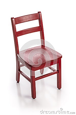 Wooden Child Chair Painted Red Stock Photo