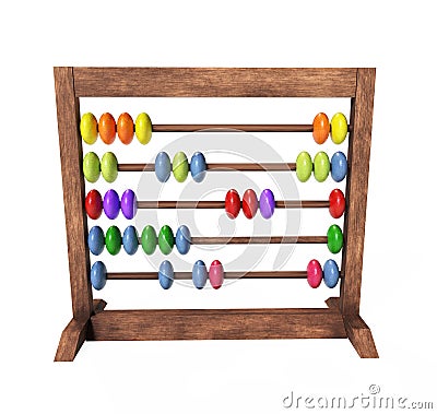 Wooden Children Abacus Toy for Learn Counting on a white background 3d Rendering Stock Photo