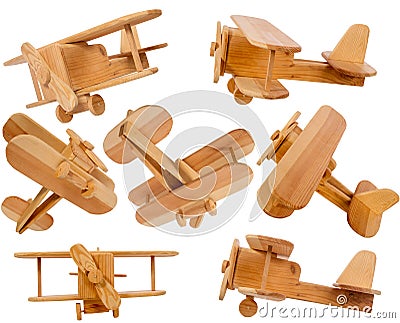 Wooden children`s airplane Stock Photo
