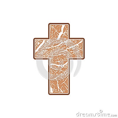 Wooden Christian cross abstract pattern. Wooden cross icon Stock Photo