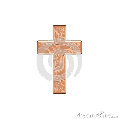 Wooden Christian cross abstract pattern. Wooden cross icon Vector Illustration