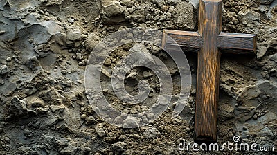 Wooden Christian cross - symbol Ash Wednesday, religion, sacrifice. Christian faith Jesus. holy holiday, sh Wednesday concept Stock Photo