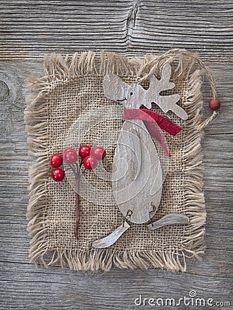 Wooden christmas deer Stock Photo