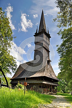 Romania Wood Church in Maramures Stock Photo