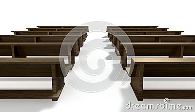 Wooden Church Pews Stock Photo