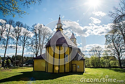 Wooden church in Silenai village, Lithuania Stock Photo
