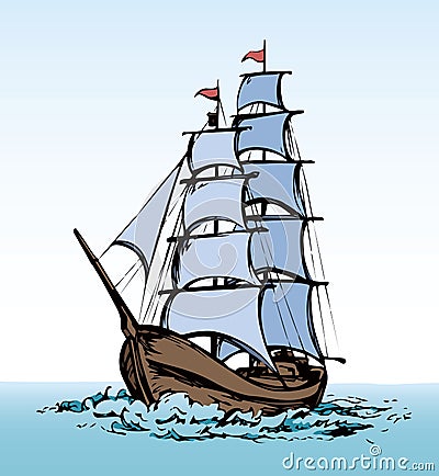 Sailing vessel. Vector drawing Vector Illustration