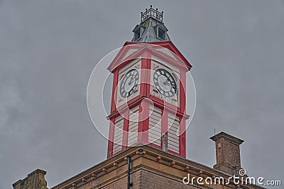 Wooden Clock tower Stock Photo