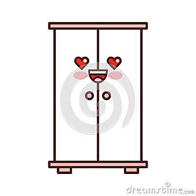 Wooden closet kawaii character Vector Illustration