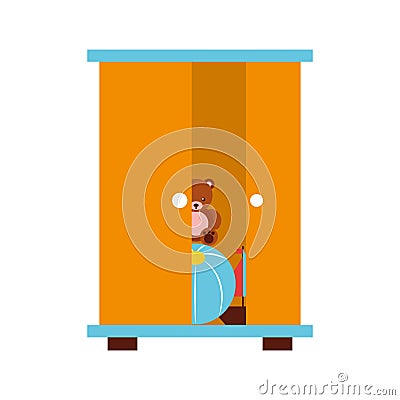 Wooden closet with toys Vector Illustration