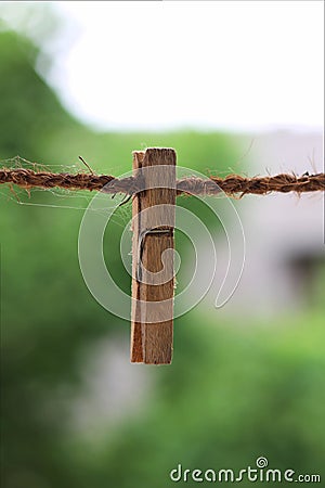 Wooden cloth clip Stock Photo