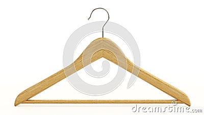 Wooden cloth hanger isolated on white background. 3D illustration Cartoon Illustration