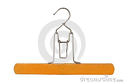 Wooden clothes hanger on white Stock Photo