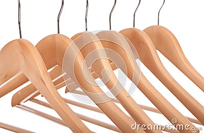 Wooden Clothes Hangers Stock Photo