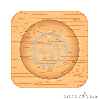 Wooden coaster brown for placing water glass, wood coaster for tea glass shot, wood coaster in top view, square wooden for placing Vector Illustration