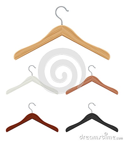 Wooden coat hanger for clothes. Vector illustration. Vector Illustration