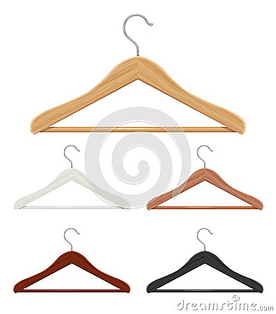 Wooden coat hanger for clothes. Vector illustration. Vector Illustration