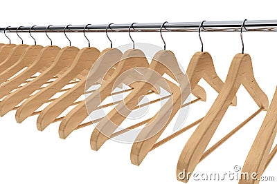 Wooden coat hangers Stock Photo