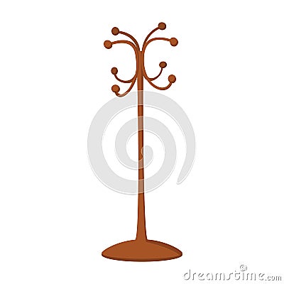 Wooden coat rack cartoon icon Vector Illustration