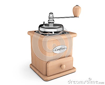 Wooden Coffee Mill Stock Photo