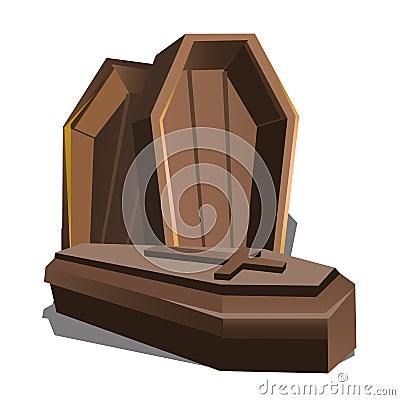 Wooden coffin with cross. Vector Vector Illustration