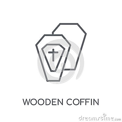 Wooden Coffin linear icon. Modern outline Wooden Coffin logo con Vector Illustration