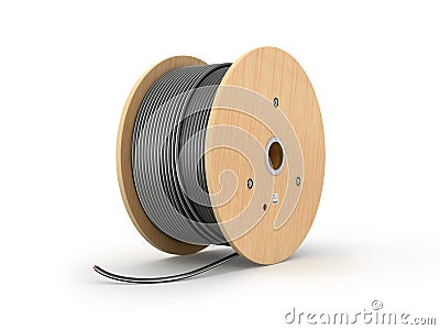 Wooden coil of electric cable Cartoon Illustration