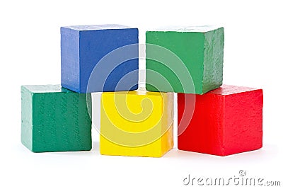 Wooden color square bricks Stock Photo
