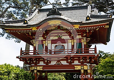 Wooden colorful pagoda Stock Photo