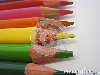 Wooden coloring pencil crayons on a white Stock Photo