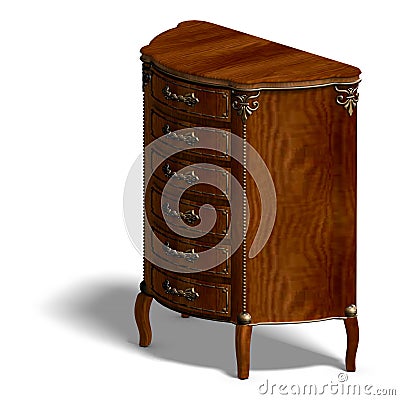 Wooden commode with drawers of Louis XV. Stock Photo