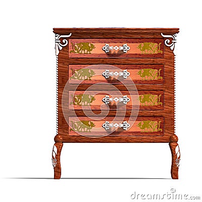 Wooden commode with drawers of Louis XV. Stock Photo