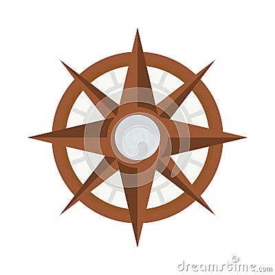 Wooden compass guide route isolated icon Vector Illustration