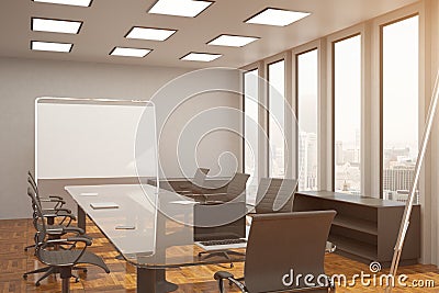 Wooden conference room front Stock Photo