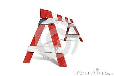 Wooden construction barrier Stock Photo