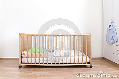 Wooden cot Stock Photo