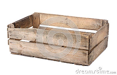 Wooden crate isolated on white background. Stock Photo