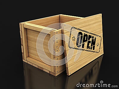 Wooden crate with Open. Image with clipping path Stock Photo