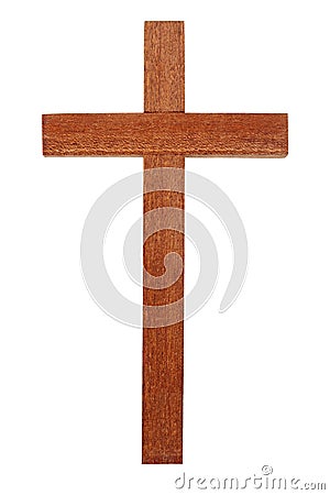 Wooden cross on white Stock Photo