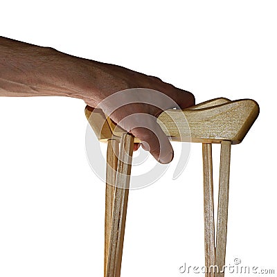 Wooden crutches. Medical assistance and rehabilitation. Isolated objects Stock Photo