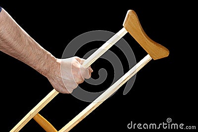 Wooden crutches. Medical assistance and rehabilitation. Isolated objects Stock Photo