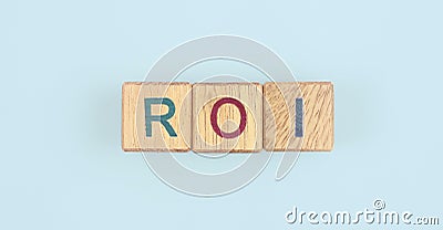 Wooden cube with the letter from the roi word . wooden cubes Stock Photo