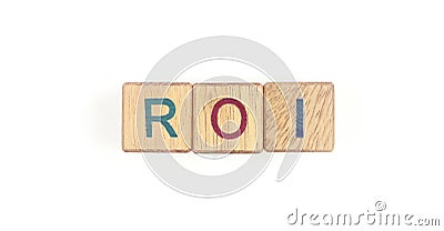 Wooden cube with the letter from the roi word . wooden cubes Stock Photo