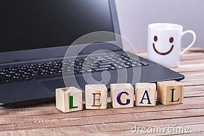 Wooden cubes legal word Stock Photo