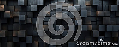 Wooden cubes stacked abstractly, showcasing a dark wood texture for a backdrop Stock Photo