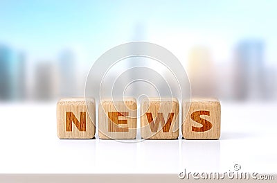 Wooden cubes word news concept. Stock Photo