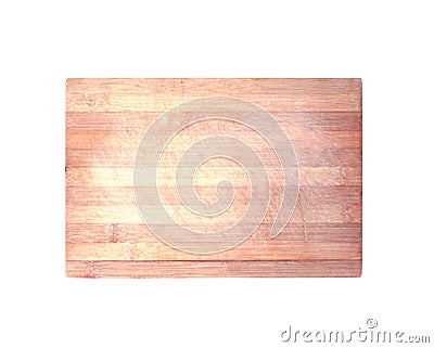 Wooden cutting board isolated on white background. Aged scratched surface. rectangular shape. Top view. Stock Photo