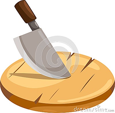 Wooden cutting boards and knife Vector Illustration