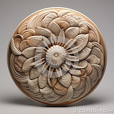 Daisy 3d Sculpted Carving In The Style Of Circular Abstraction Stock Photo