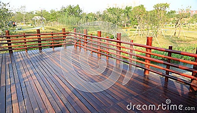 exterior wooden deck wood outdoor patio garden terrace Stock Photo